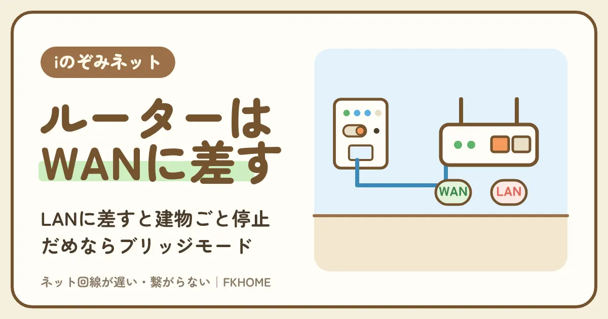 iのぞみネットでWi-Fiルーターを使う方法｜INTERNETポートへのつなぎ方・ブリッジモード・選び方