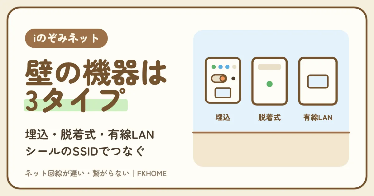 iのぞみネットの埋め込み型Wi-Fiの使い方|有線LAN・埋込Wi-Fi・脱着式Wi-Fiの見分け方とつなぎ方