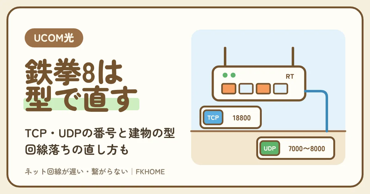 UCOM光 レジデンスで鉄拳8がつながらない・対戦できない？建物の型で変わるポート開放と、回線落ちの直し方