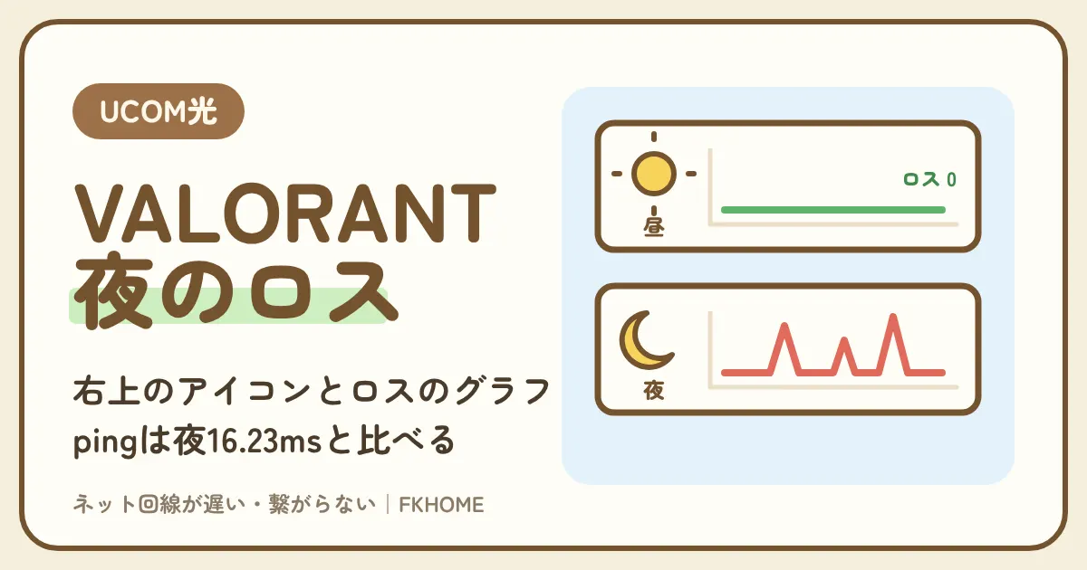 UCOM光 レジデンスでVALORANTができない・つながらない?夜のロスとpingの見分け方